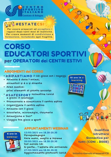 Corso OPERATORI CENTRI ESTIVI