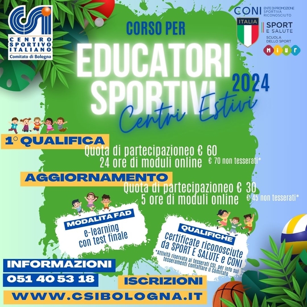 CENTRI ESTIVI 2024 CORSI EDUCATORI SPORTIVI