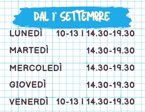 vi aspettiamo orario dal 31 agosto
