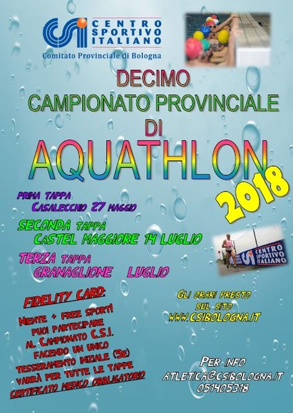 Aquathlon seconda tappa a Castel Maggiore volantino