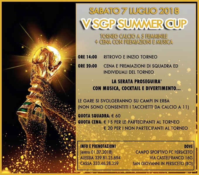 Sabato 7 luglio SGP Summer Cup