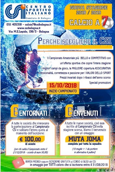 Nuova stagione 20182019 tutte le PROMOZIONI ca7 m
