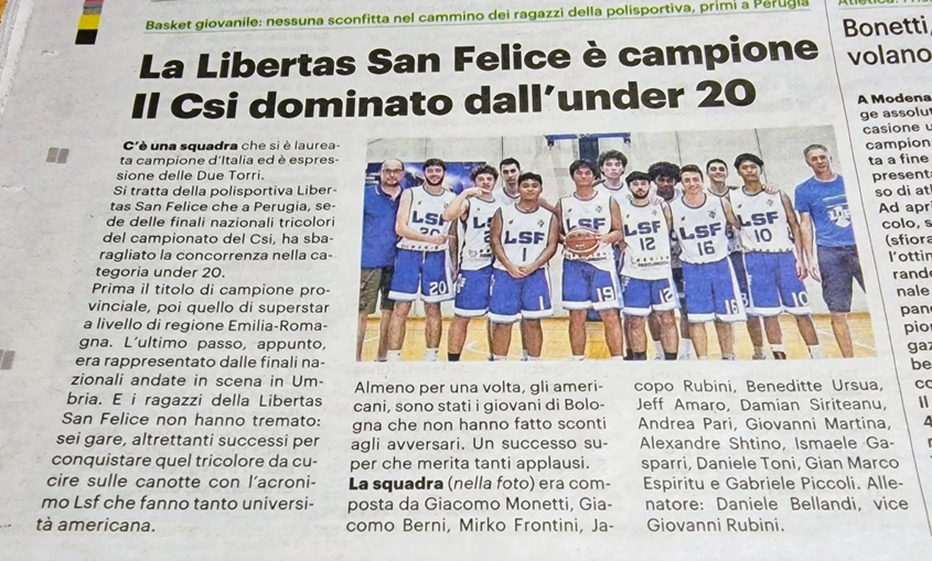 Libertas San Felice a Bologna lo scudetto del Basket thumb
