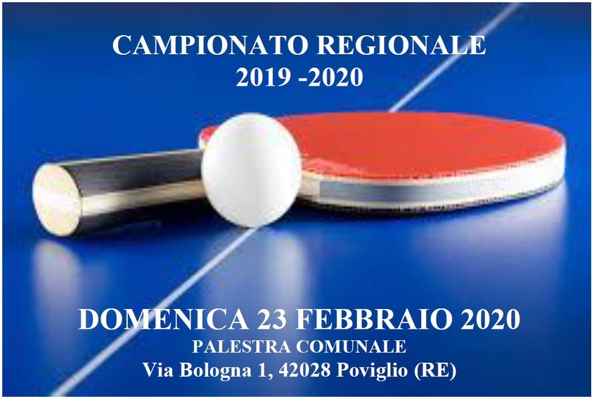Tennis tavolo 2019 20 Campionato Regionale di Singolo