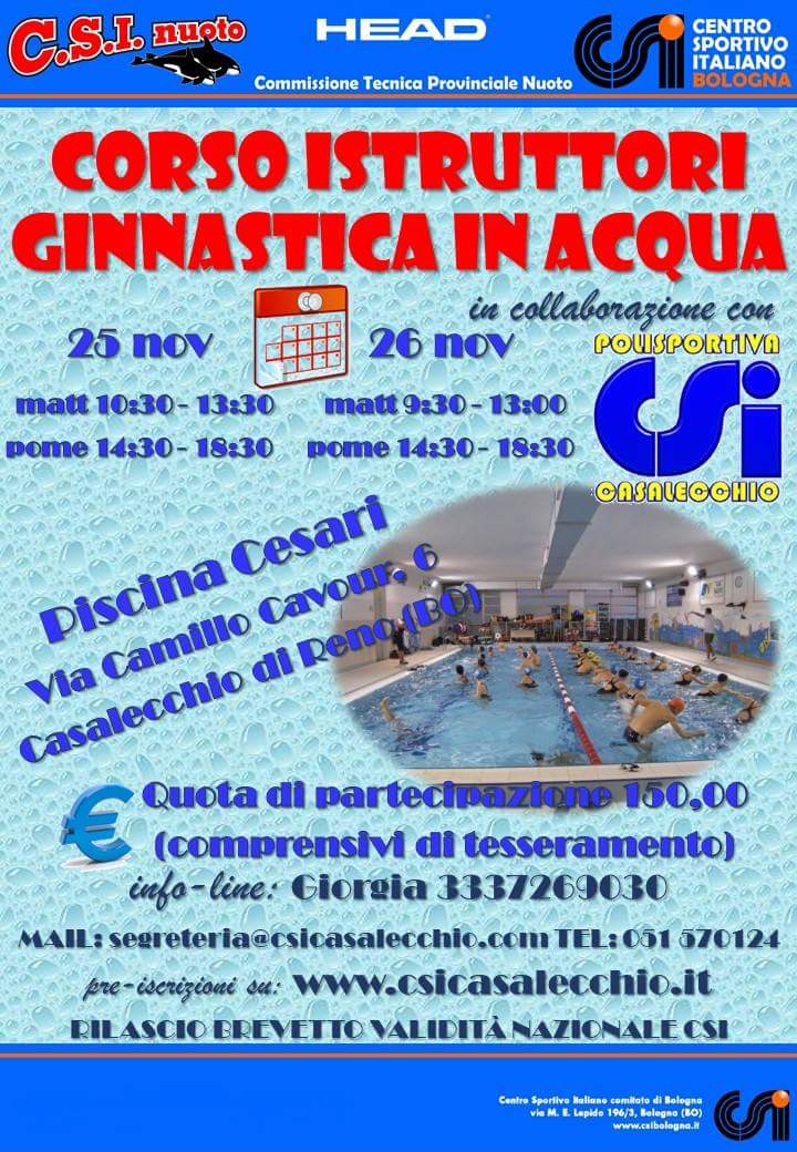 Corso istruttori ginnastica in acqua 2017