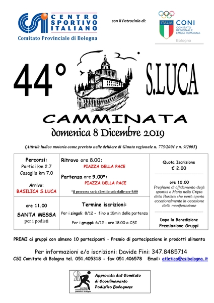 8 dicembre 2019 44esima Camminata di S LUCA con patrocinio page 0001