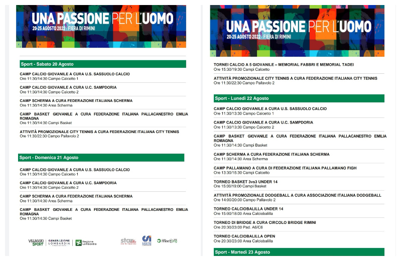 Meeting di Rimini torna il Villaggio dello Sport del CSI 1