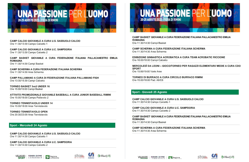 Meeting di Rimini torna il Villaggio dello Sport del CSI 2