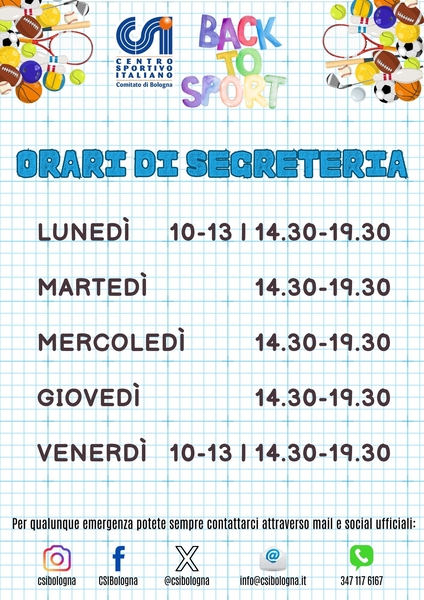 ORARIO SEGRETRIA ESTEO